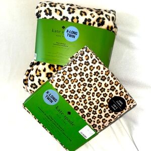 NEW! KATE SPADE Twin XL Leopard Sheets/ Pillowcase &  Blanket Set NWT GORGEOUS!